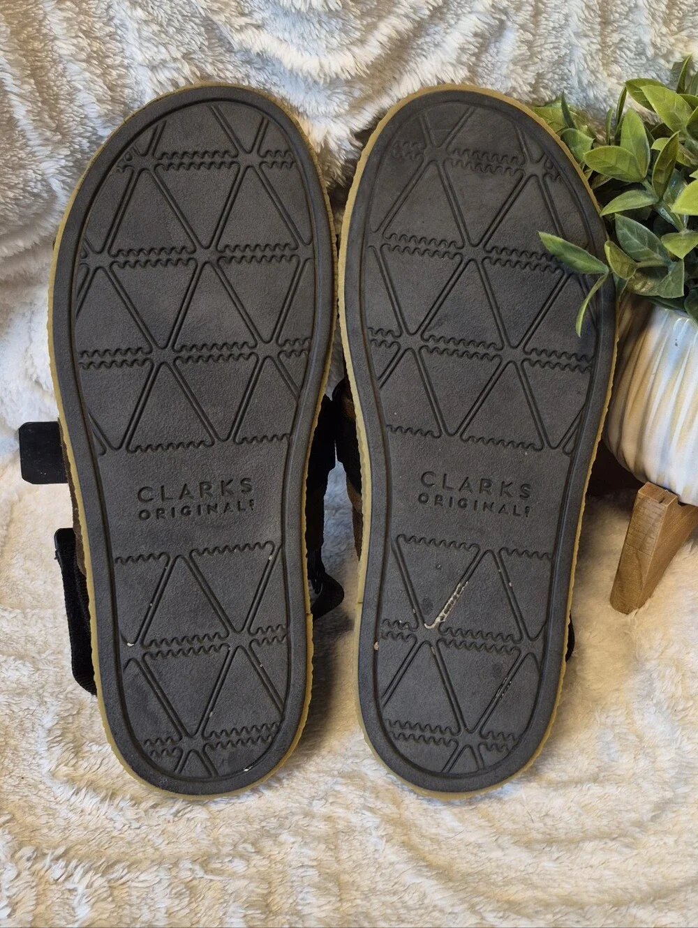 Clarks Brown and Black Men’s Strapped Sandals with Yellow Sole